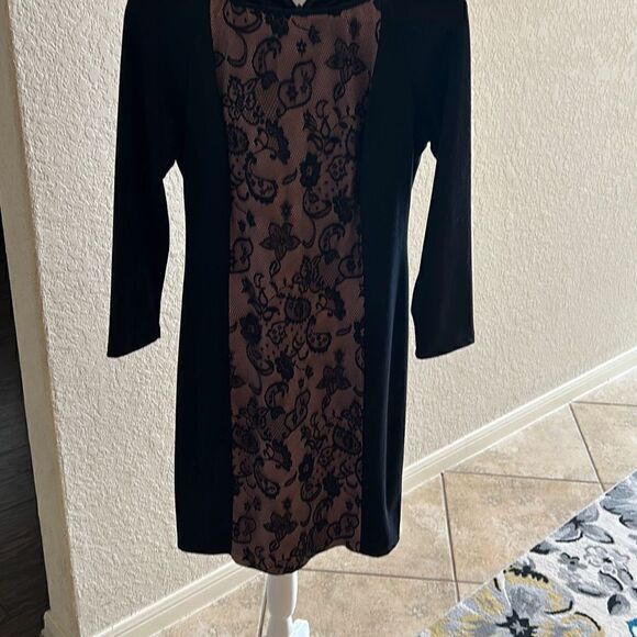 Anthropologie Eva Franco Womens 8 Black Cocktail Dress Floral Lace NWOT - Picture 1 of 6